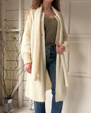80s Ivory Mohair Sweater Coat | S-M