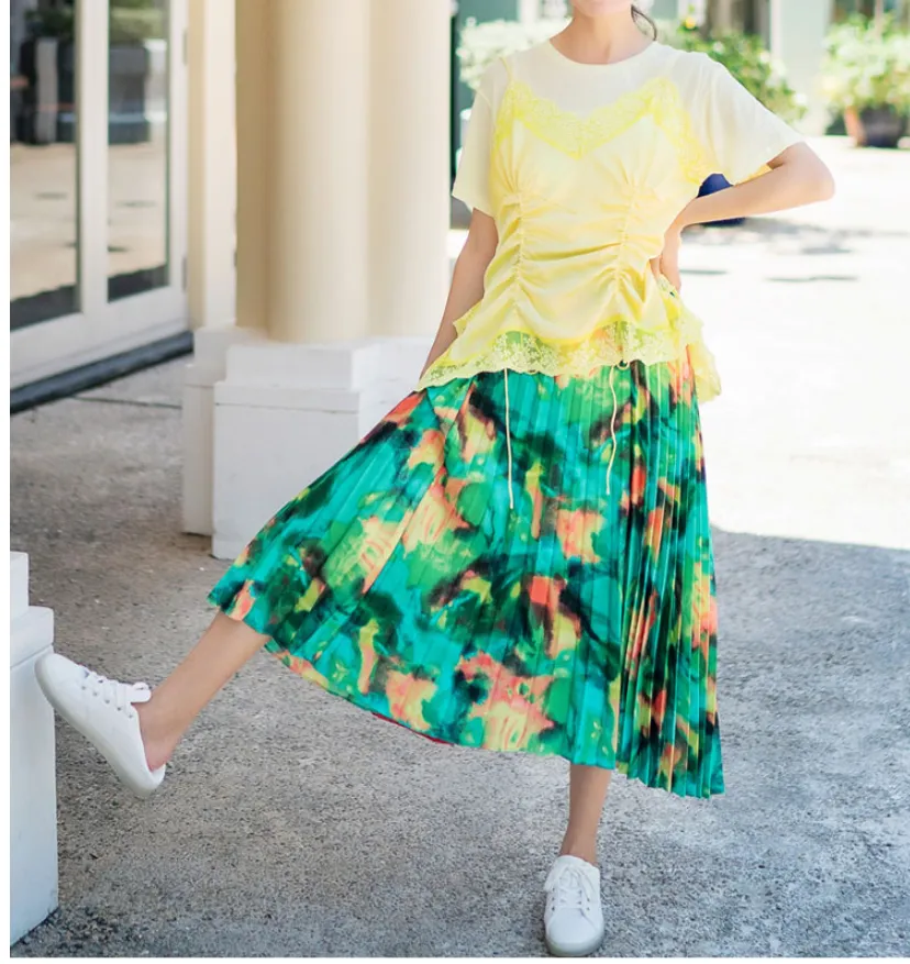 8GIRLS DESIGN PLEATED SKIRT IN VINTAGE FLORAL