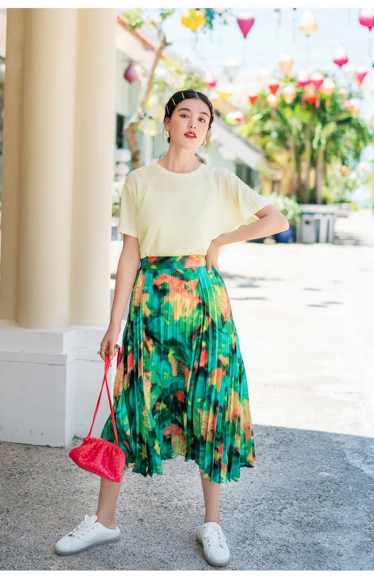 8GIRLS DESIGN PLEATED SKIRT IN VINTAGE FLORAL