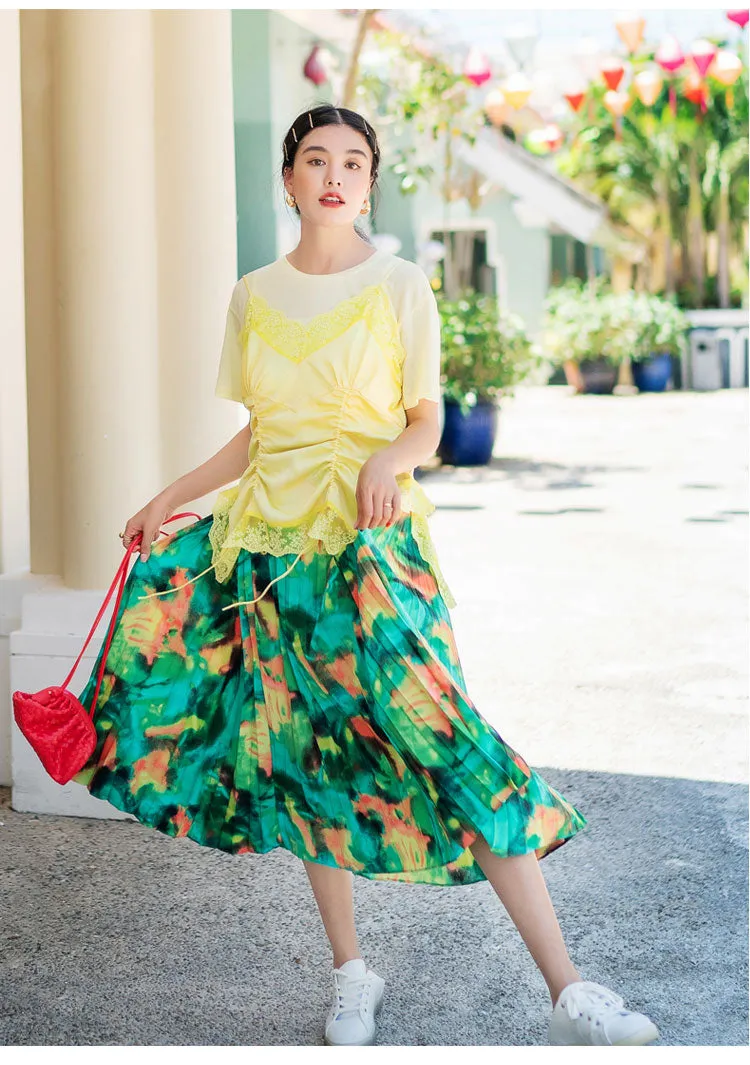 8GIRLS DESIGN PLEATED SKIRT IN VINTAGE FLORAL