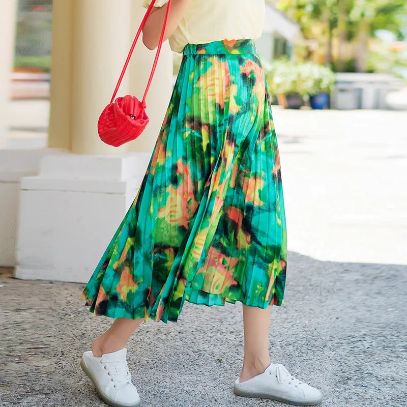 8GIRLS DESIGN PLEATED SKIRT IN VINTAGE FLORAL