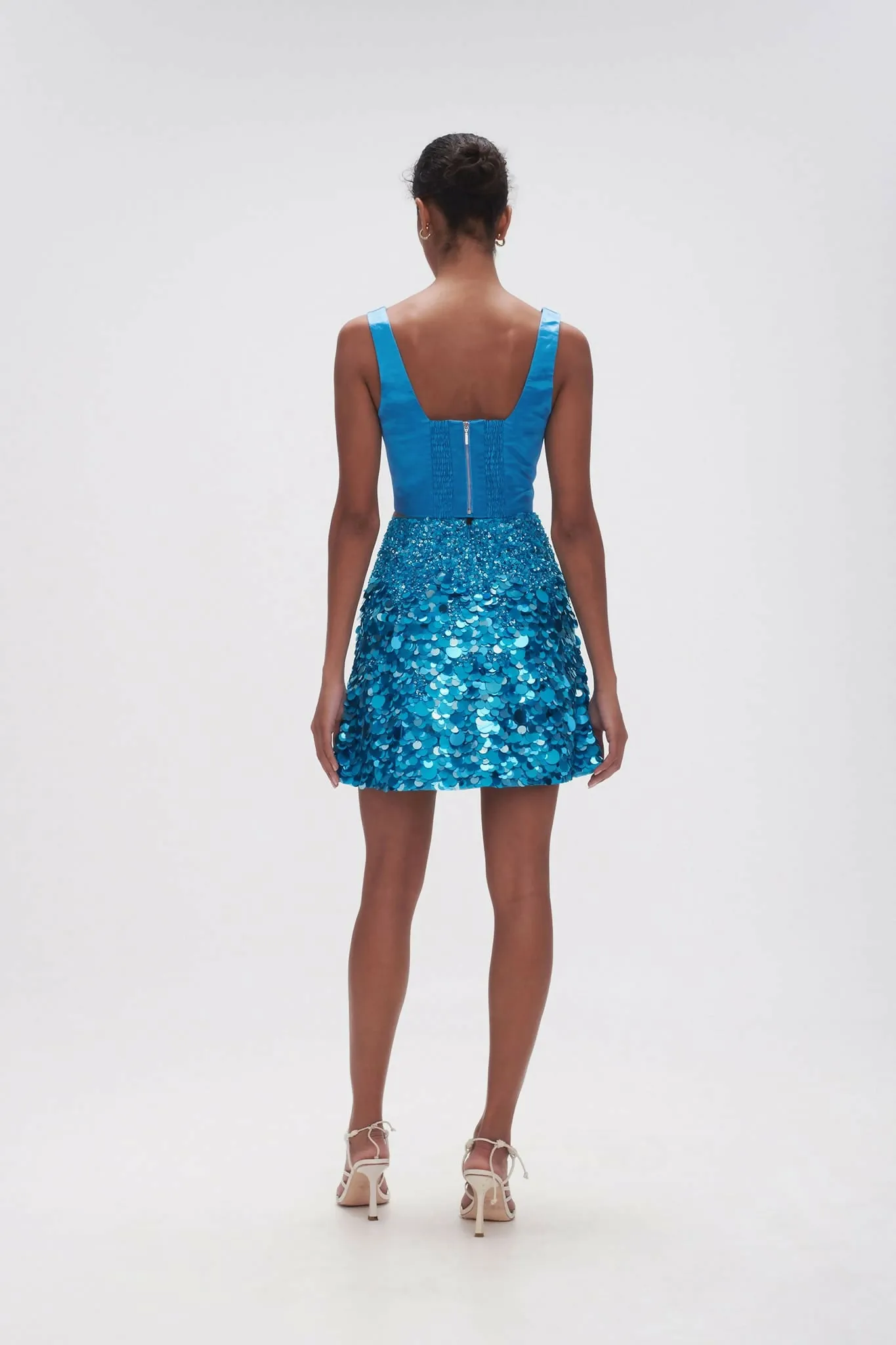 Aje Cherie Sequin Mini Skirt in Azure Blue Size 8 & 10