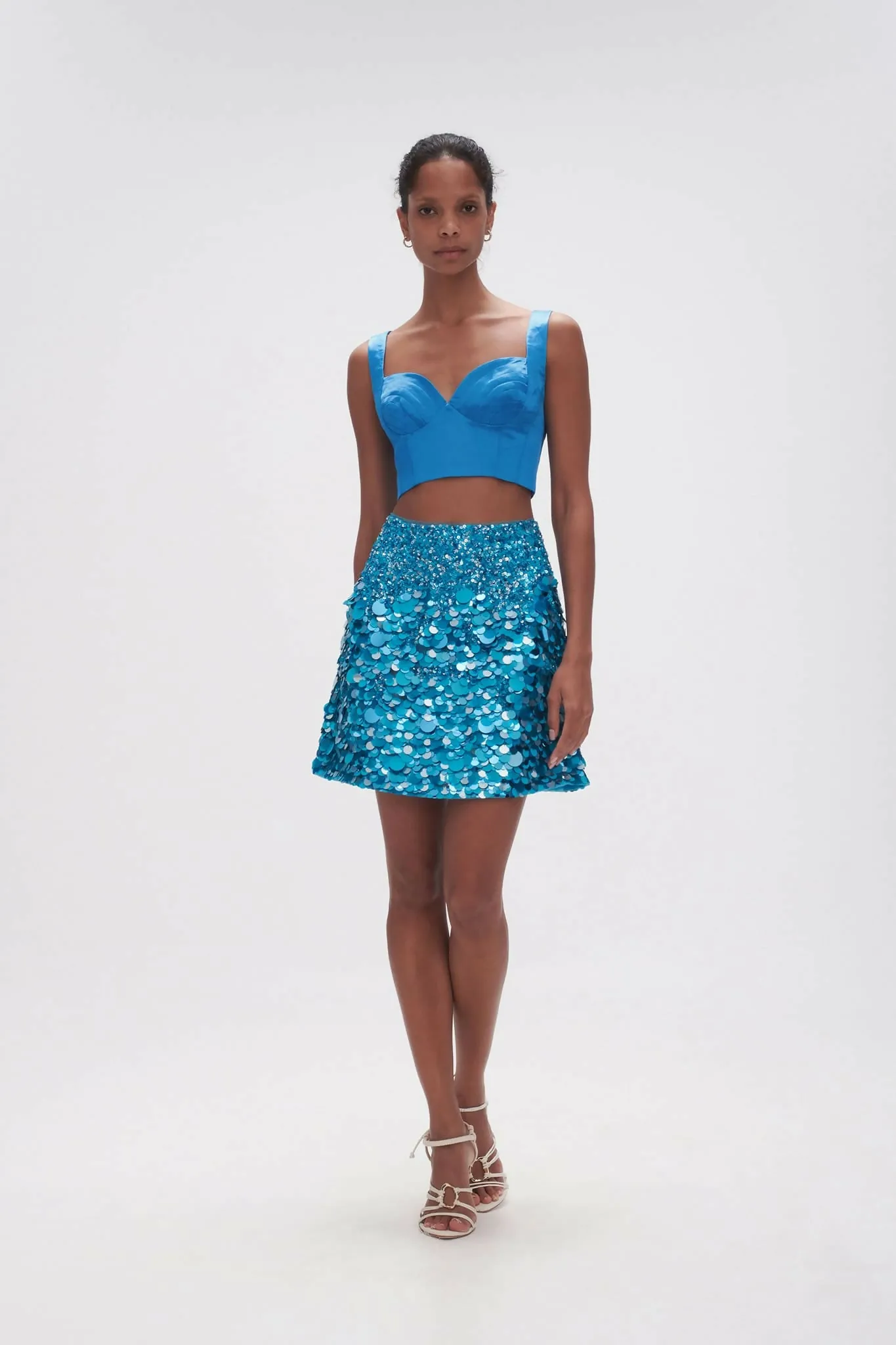 Aje Cherie Sequin Mini Skirt in Azure Blue Size 8 & 10