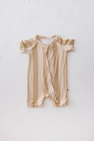 Bamboo Zip Shortie  | Peach Stripe