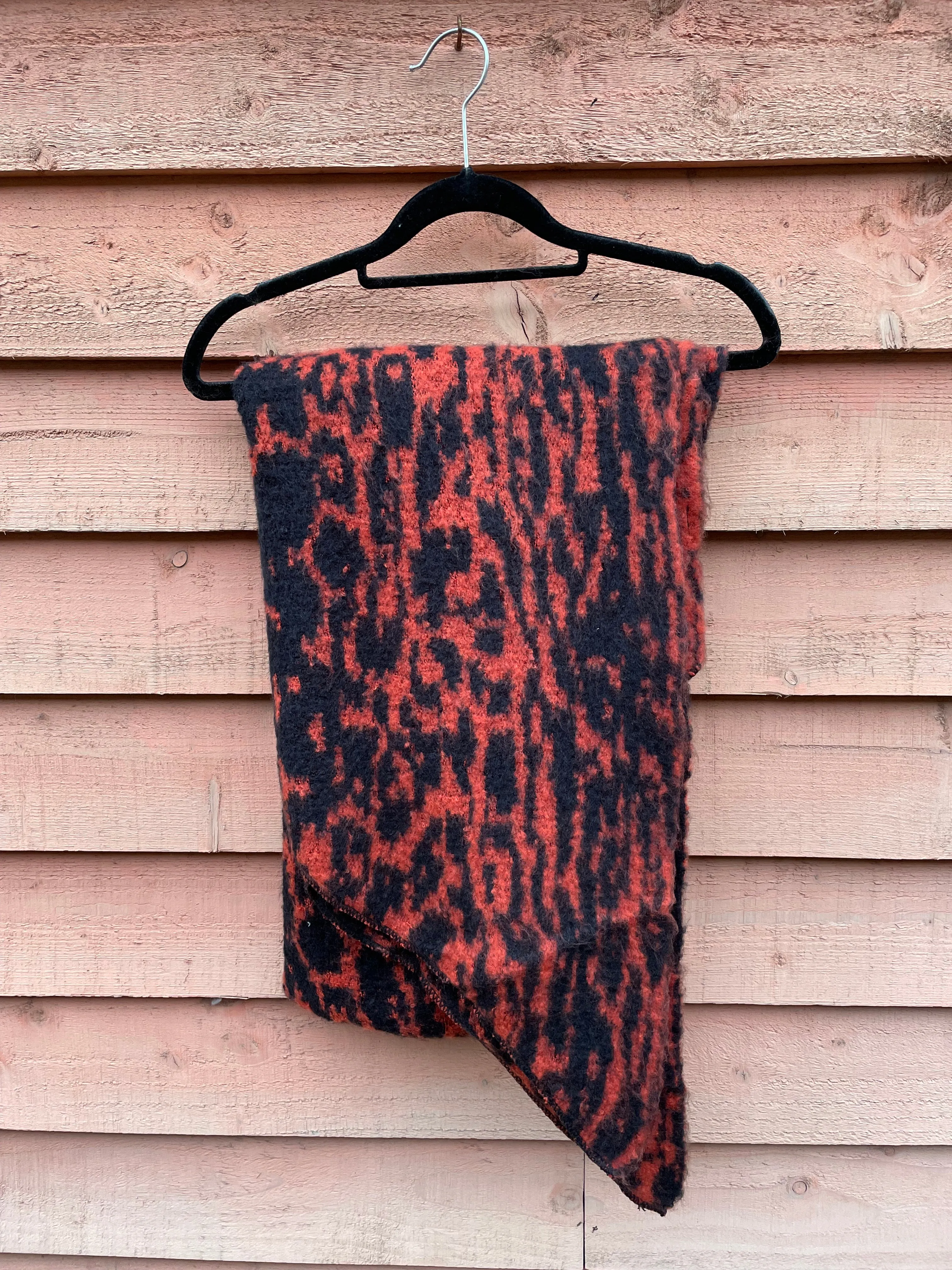 Black & Orange Asymmetric Animal Print Blanket Scarf