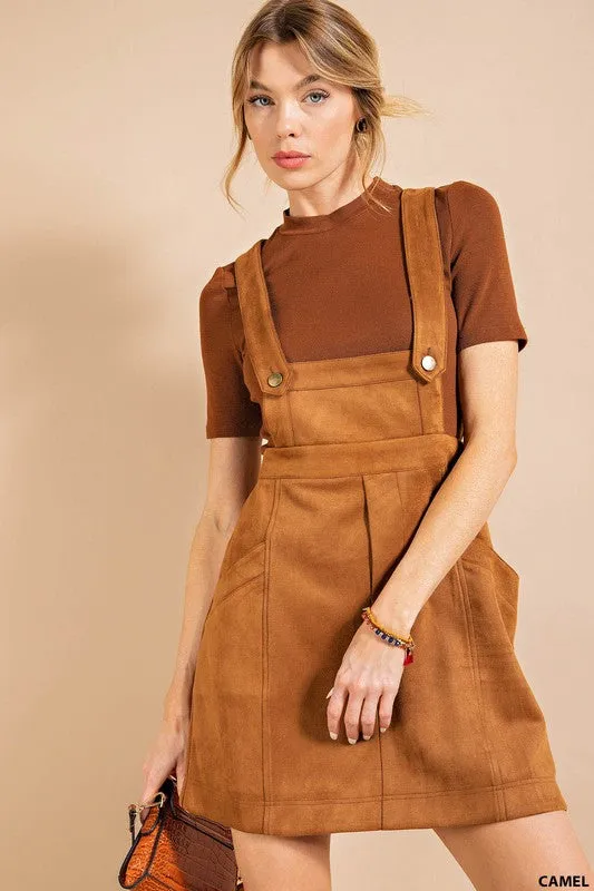 Camel Sueded Overall Skirt