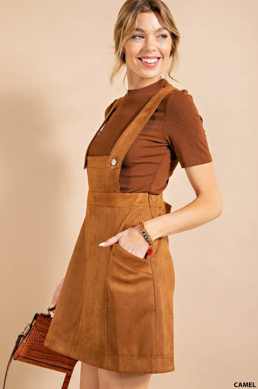 Camel Sueded Overall Skirt