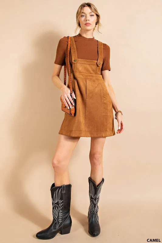 Camel Sueded Overall Skirt