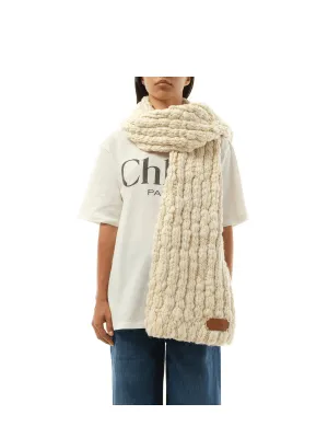 Chunky Knit Scarf in White Powder