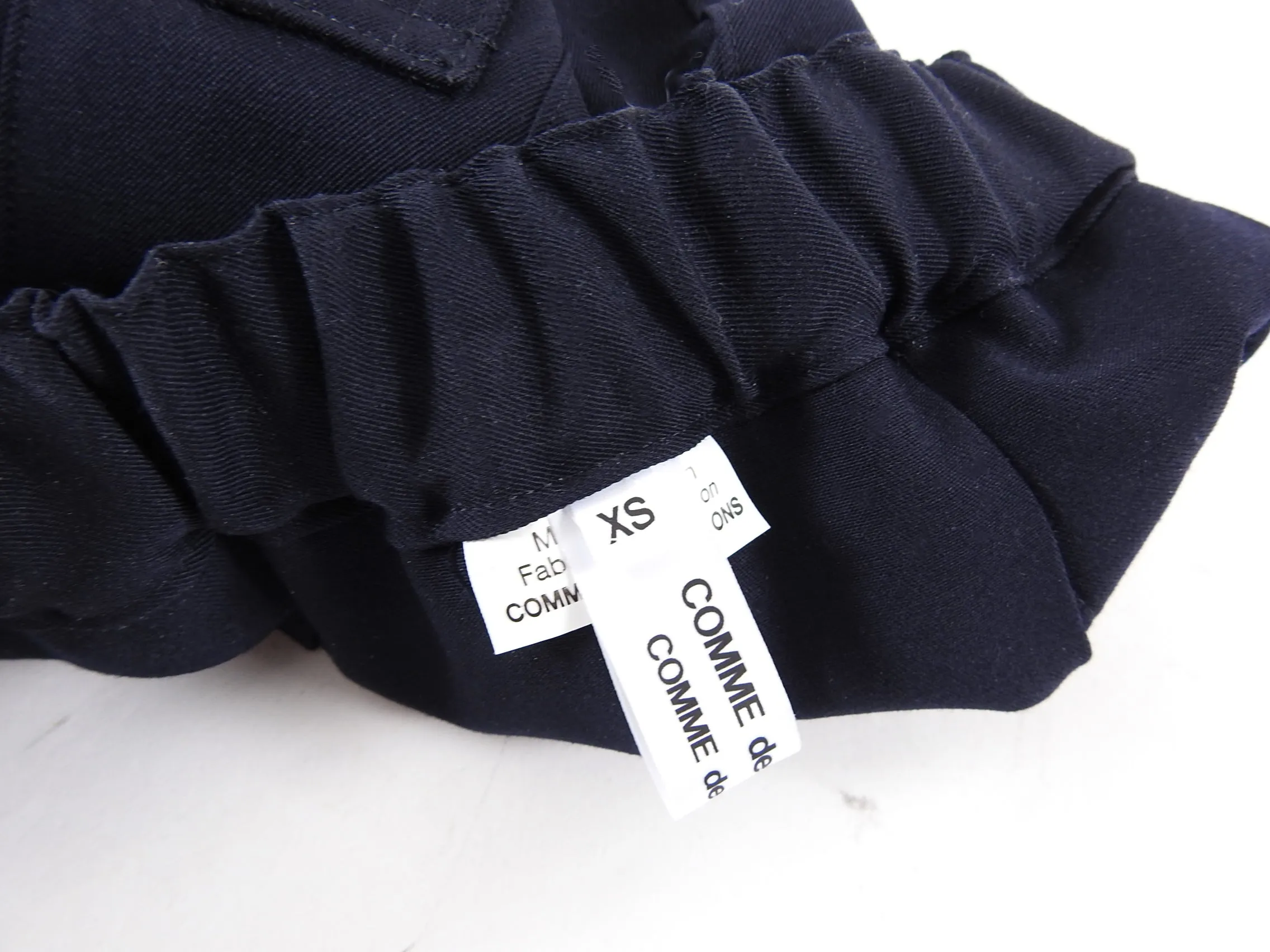 Comme des Garcons Navy Wool Gabardine Pleat Skirt - XS