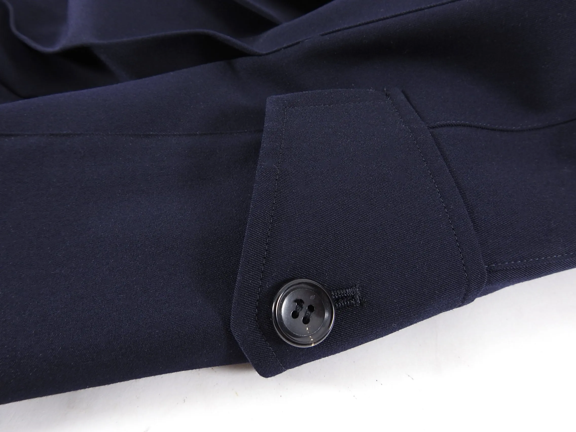 Comme des Garcons Navy Wool Gabardine Pleat Skirt - XS