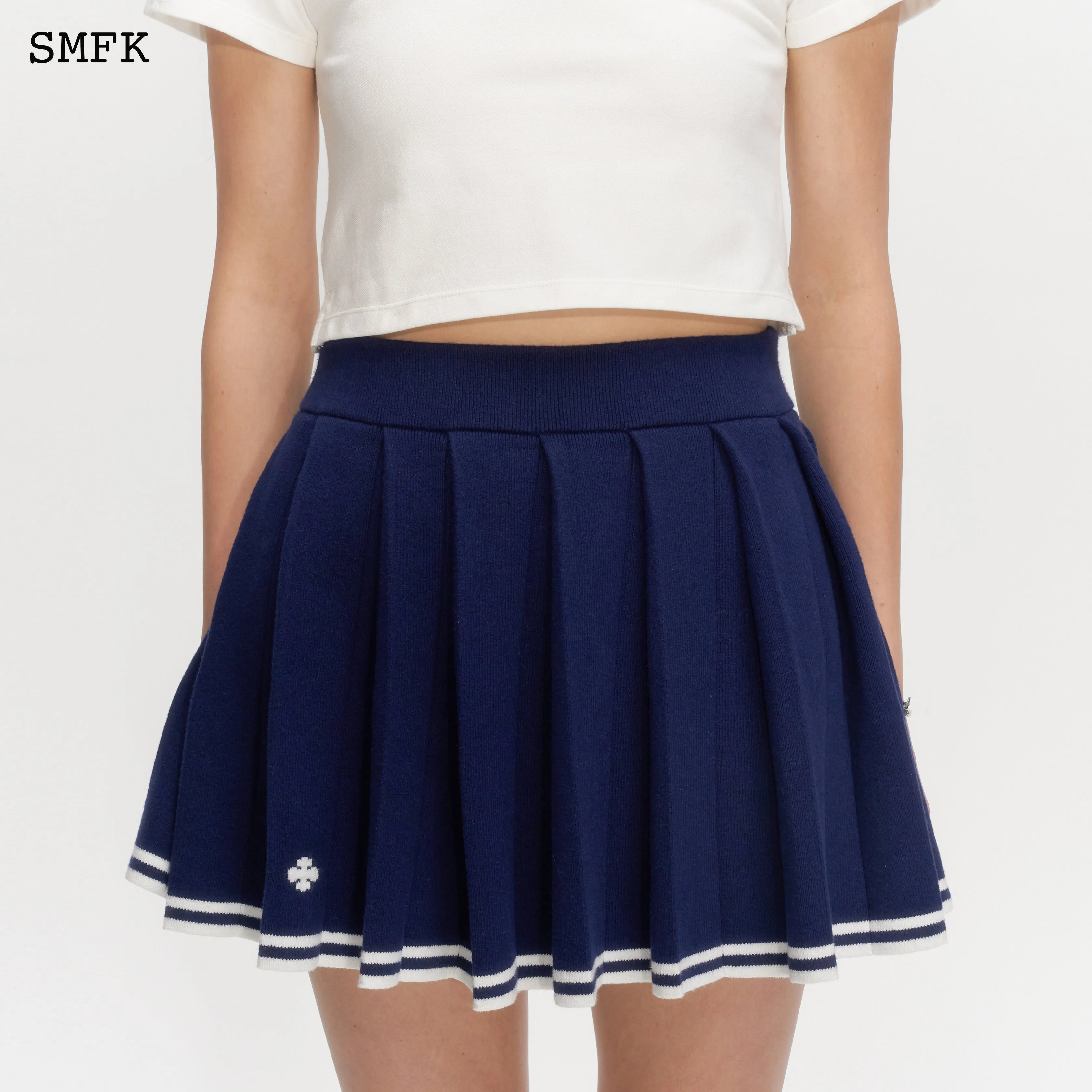 Compass Academy Navy Cashmere Pleated Skirt