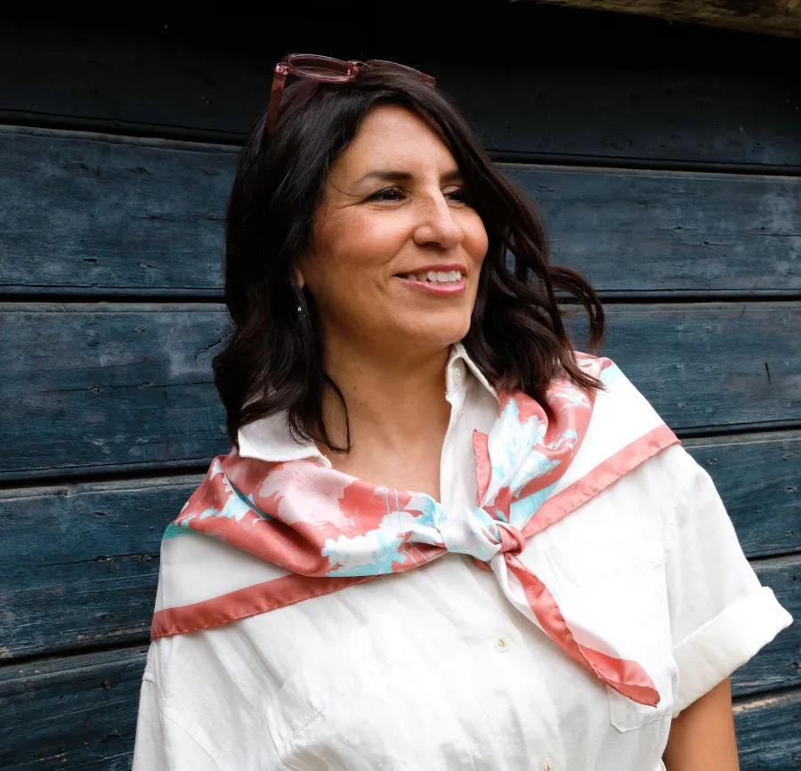 Fresh Beauty Large Square Silk Scarf