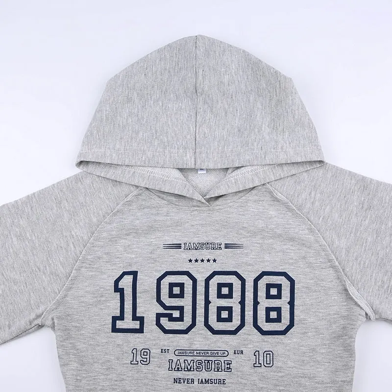 Grey Stitched Digital Print Hooded Bodysuit