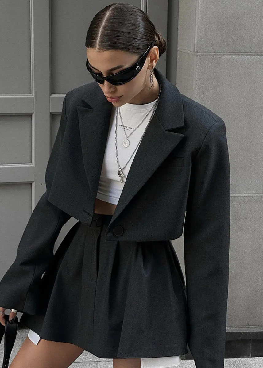 Ivyshape | Blazer And Skater Skirt Set Modern Sophistication