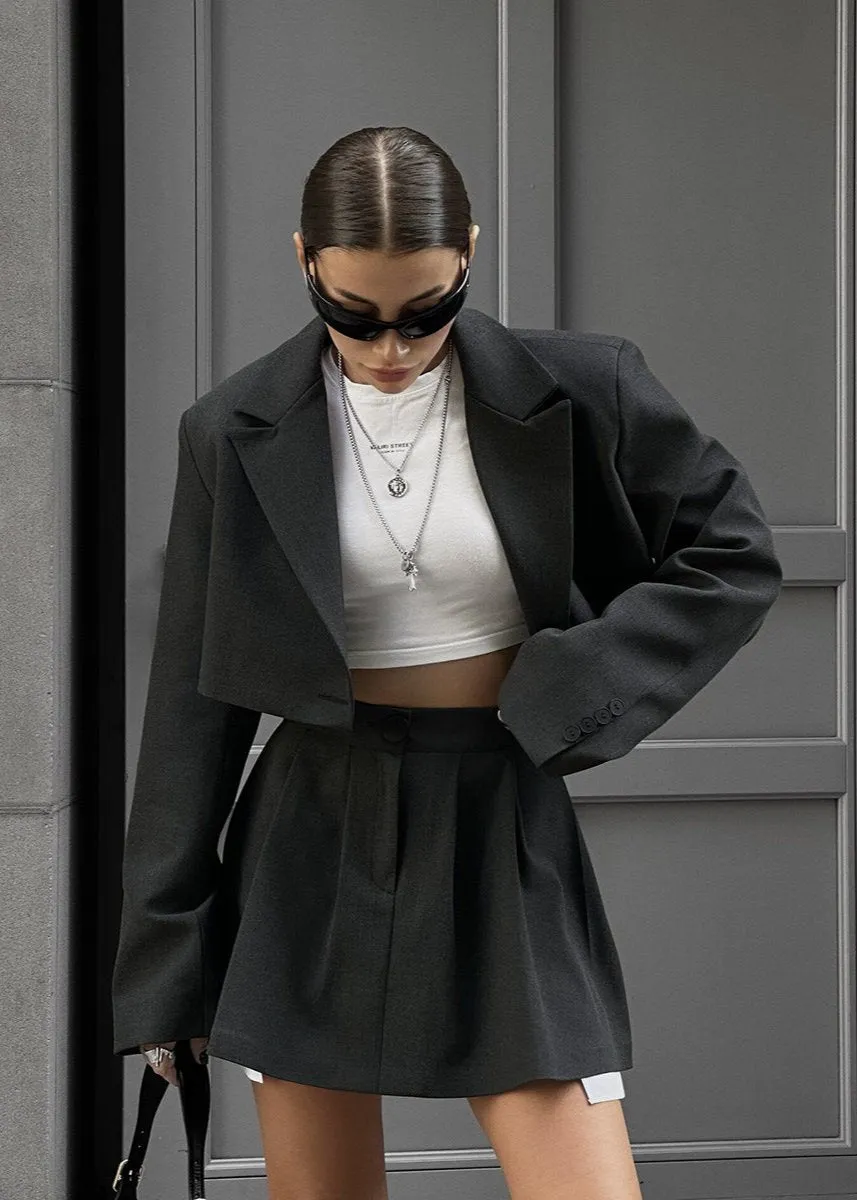 Ivyshape | Blazer And Skater Skirt Set Modern Sophistication