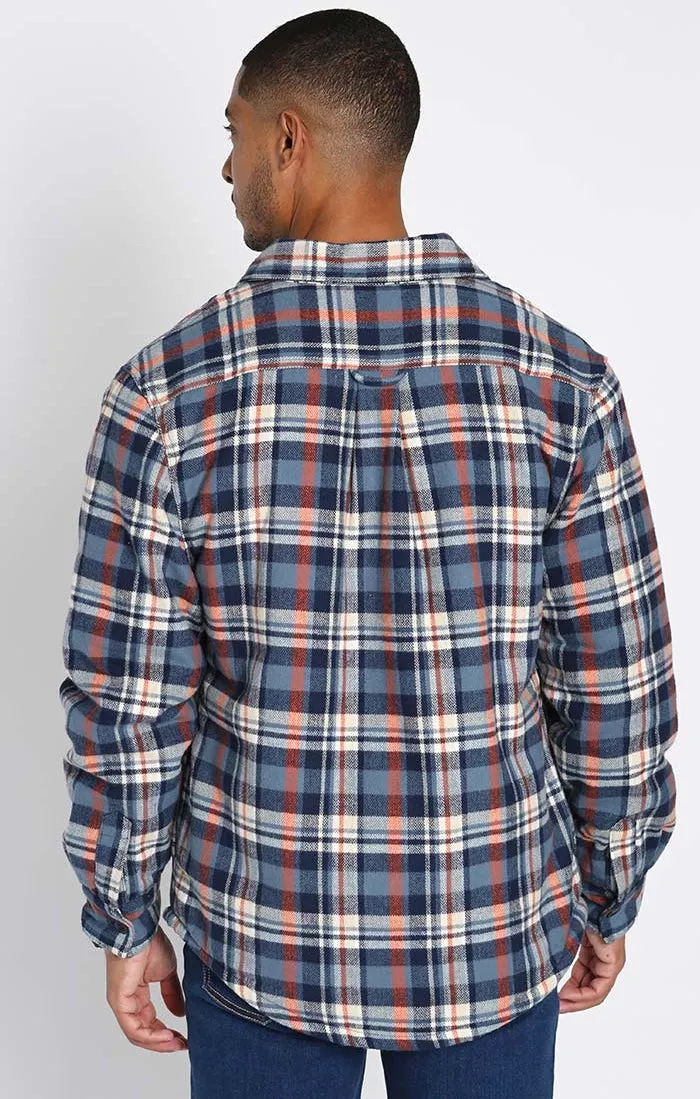 Jachs Blue Plaid Sherpa Lined Brushed Flannel