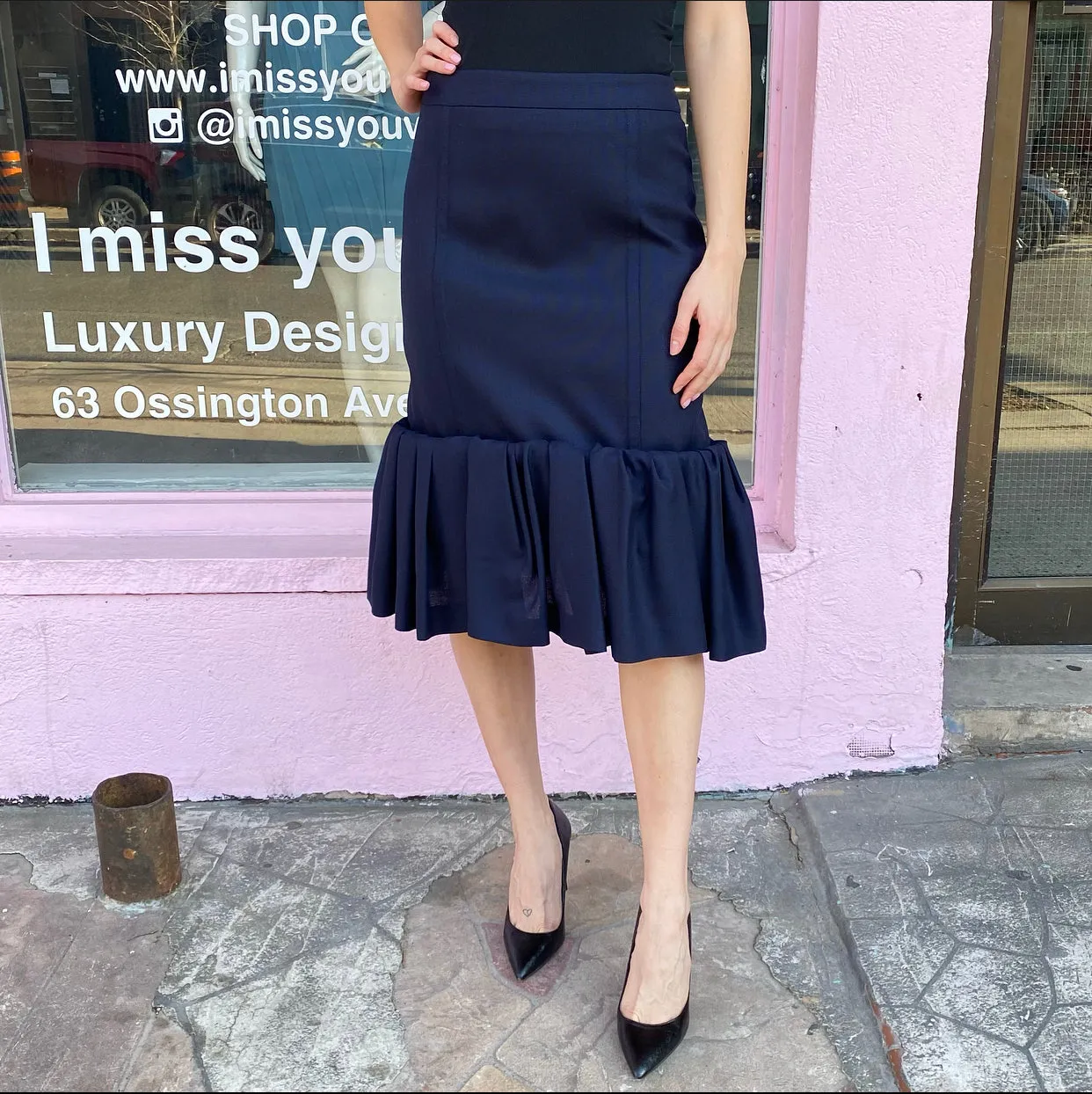 Jacquemus Navy La Jupe Foncee with Ruffle Hem – USA 8