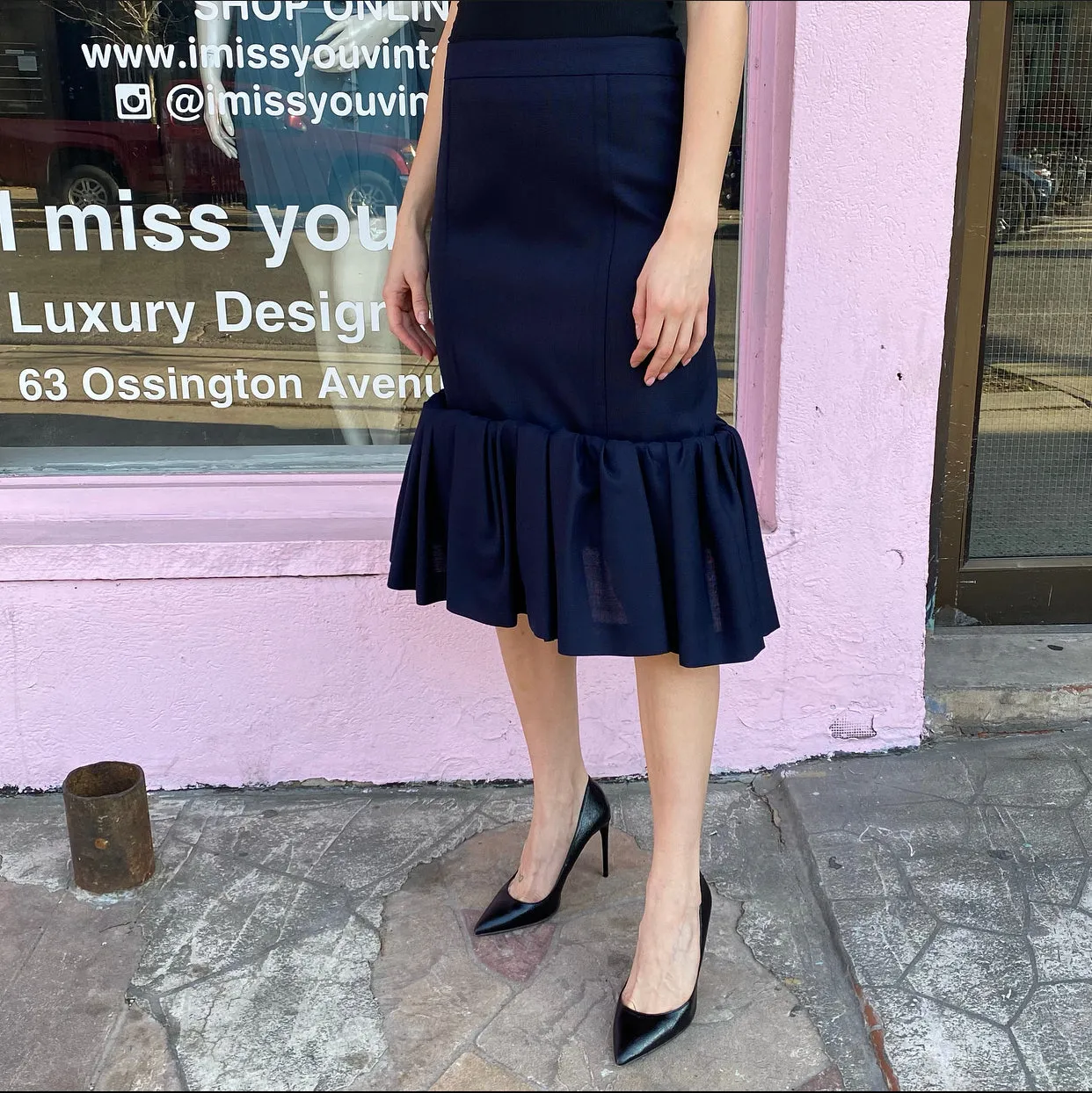 Jacquemus Navy La Jupe Foncee with Ruffle Hem – USA 8