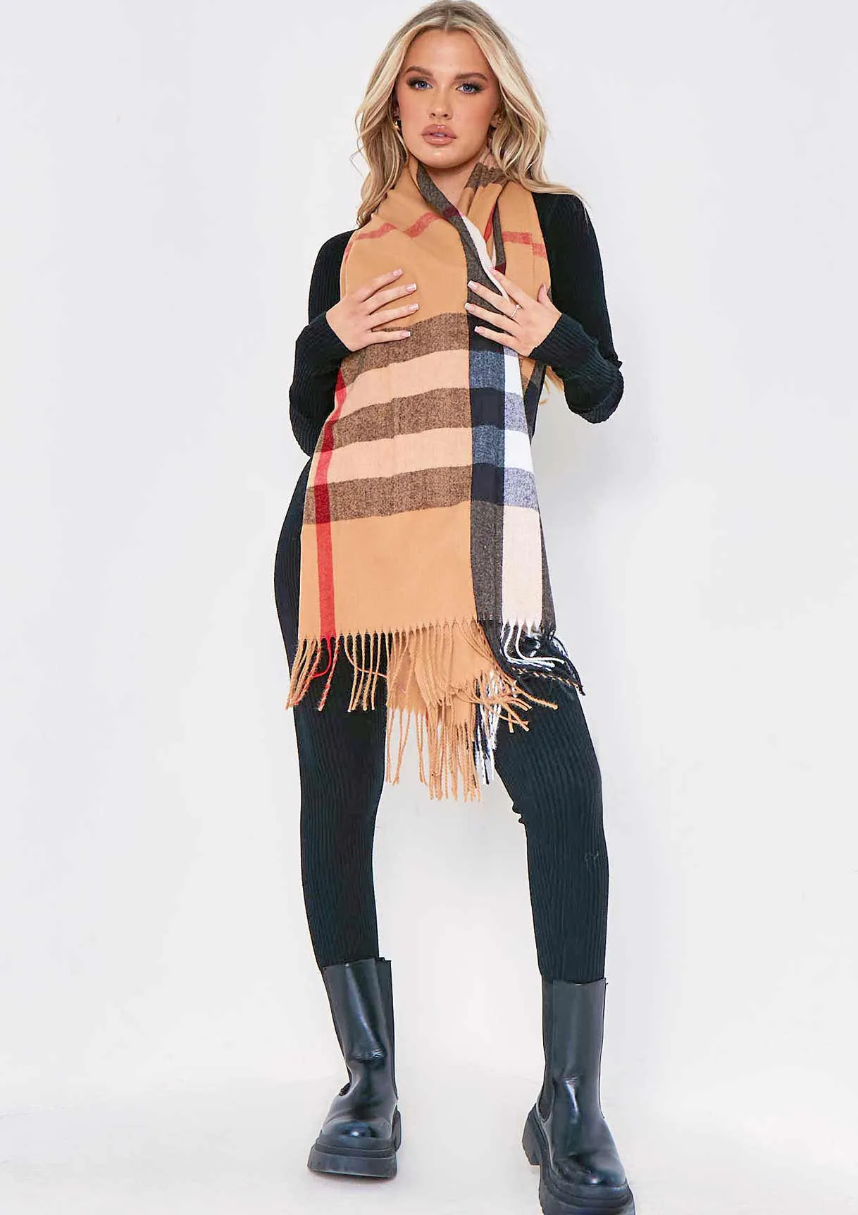 Kate Beige Check Scarf