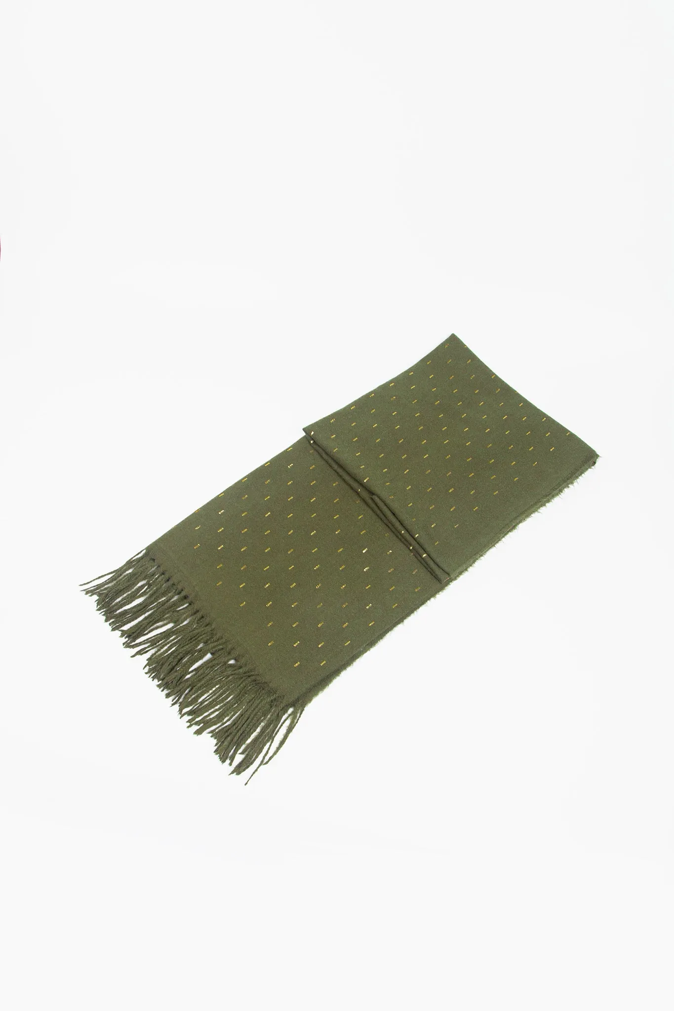 Khaki Heavyweight Scarf with Metallic Matchstick Detail