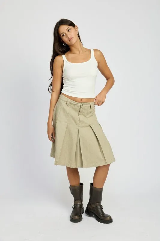 Knee Length Pleated Skirt