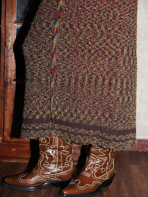 Knit Stretch Long Casusal I-Line Pencil-Skirt