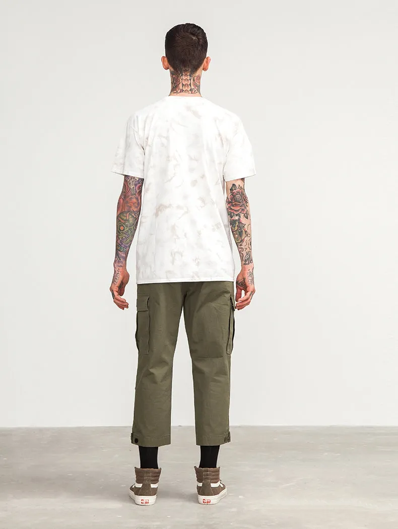 Men's Spring Cotton Multi-Pocket Ankle-Length Loose Cargo Pants
