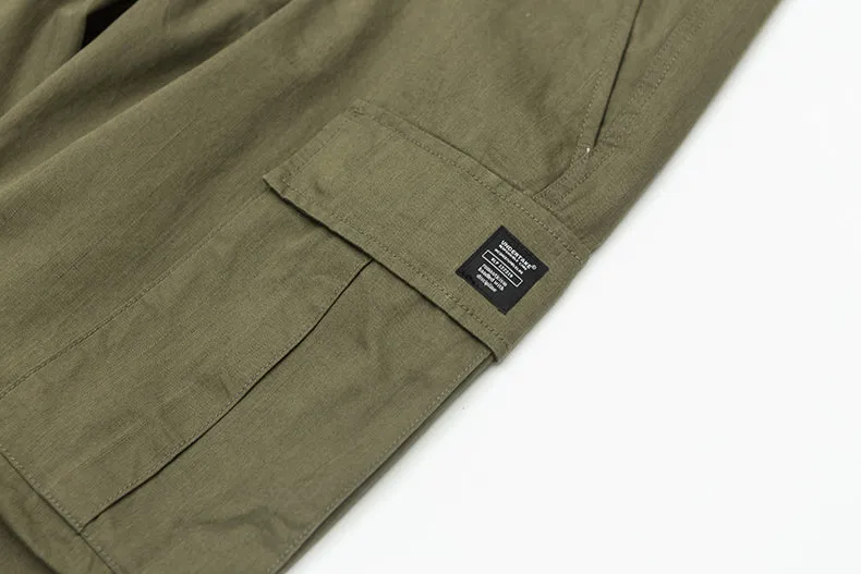 Men's Spring Cotton Multi-Pocket Ankle-Length Loose Cargo Pants