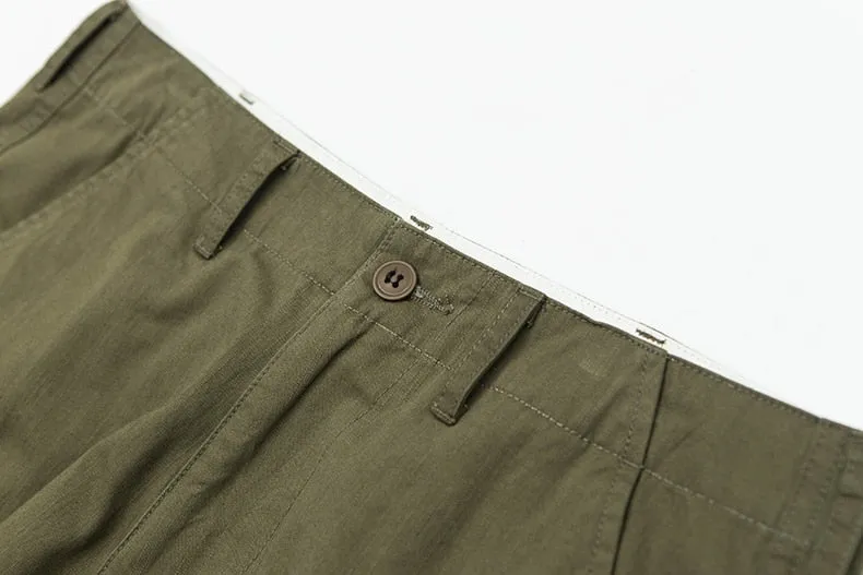 Men's Spring Cotton Multi-Pocket Ankle-Length Loose Cargo Pants