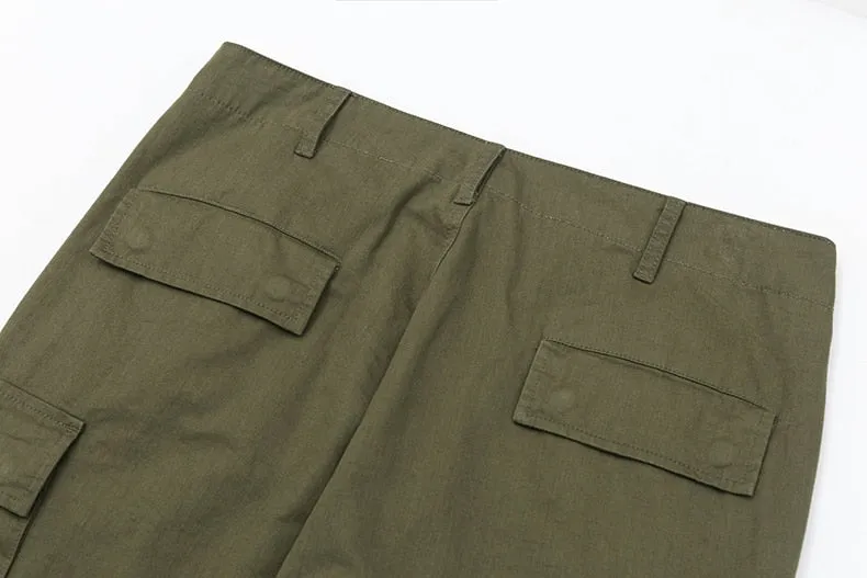 Men's Spring Cotton Multi-Pocket Ankle-Length Loose Cargo Pants