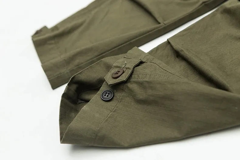 Men's Spring Cotton Multi-Pocket Ankle-Length Loose Cargo Pants
