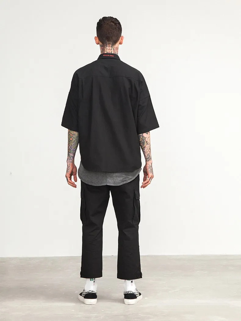 Men's Spring Cotton Multi-Pocket Ankle-Length Loose Cargo Pants