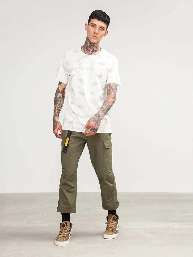 Men's Spring Cotton Multi-Pocket Ankle-Length Loose Cargo Pants