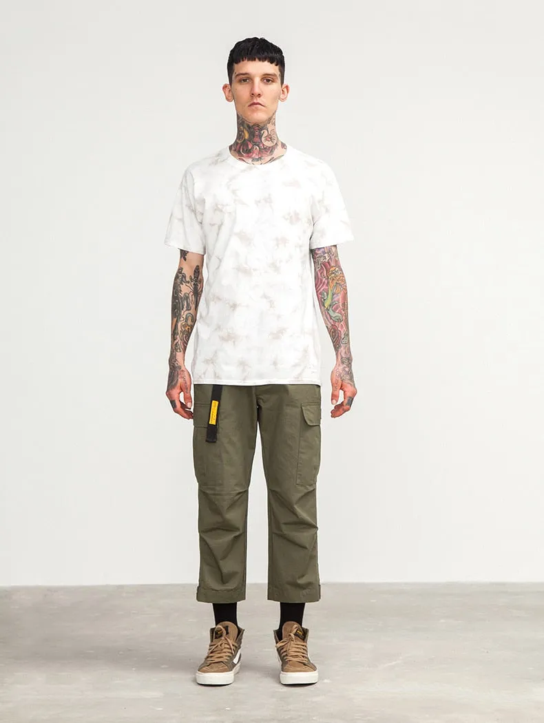 Men's Spring Cotton Multi-Pocket Ankle-Length Loose Cargo Pants