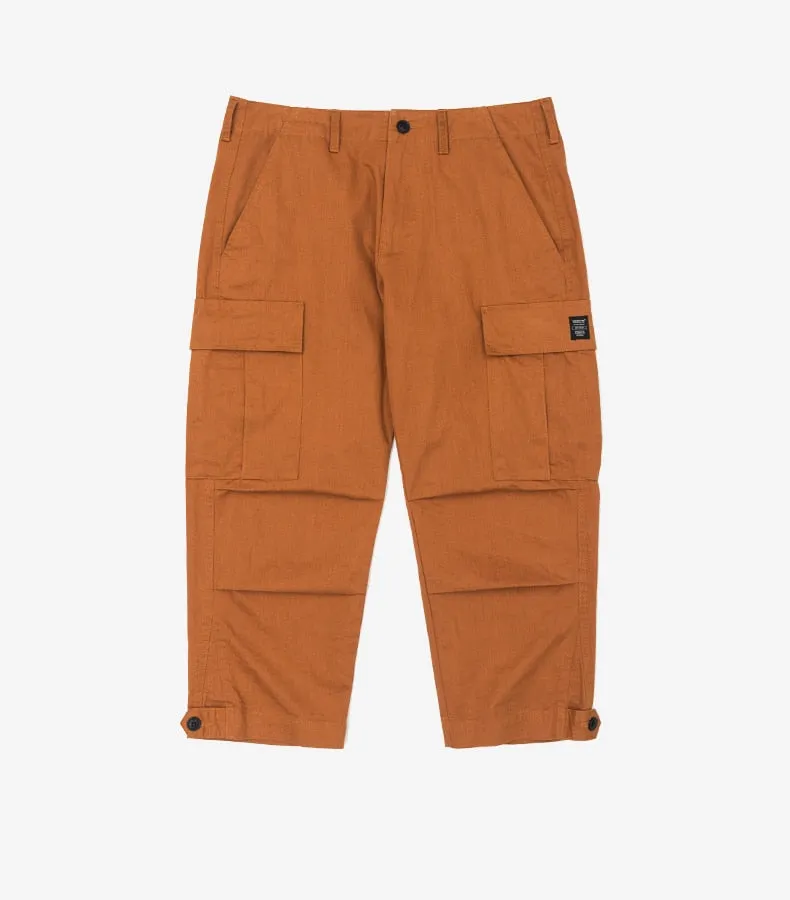 Men's Spring Cotton Multi-Pocket Ankle-Length Loose Cargo Pants