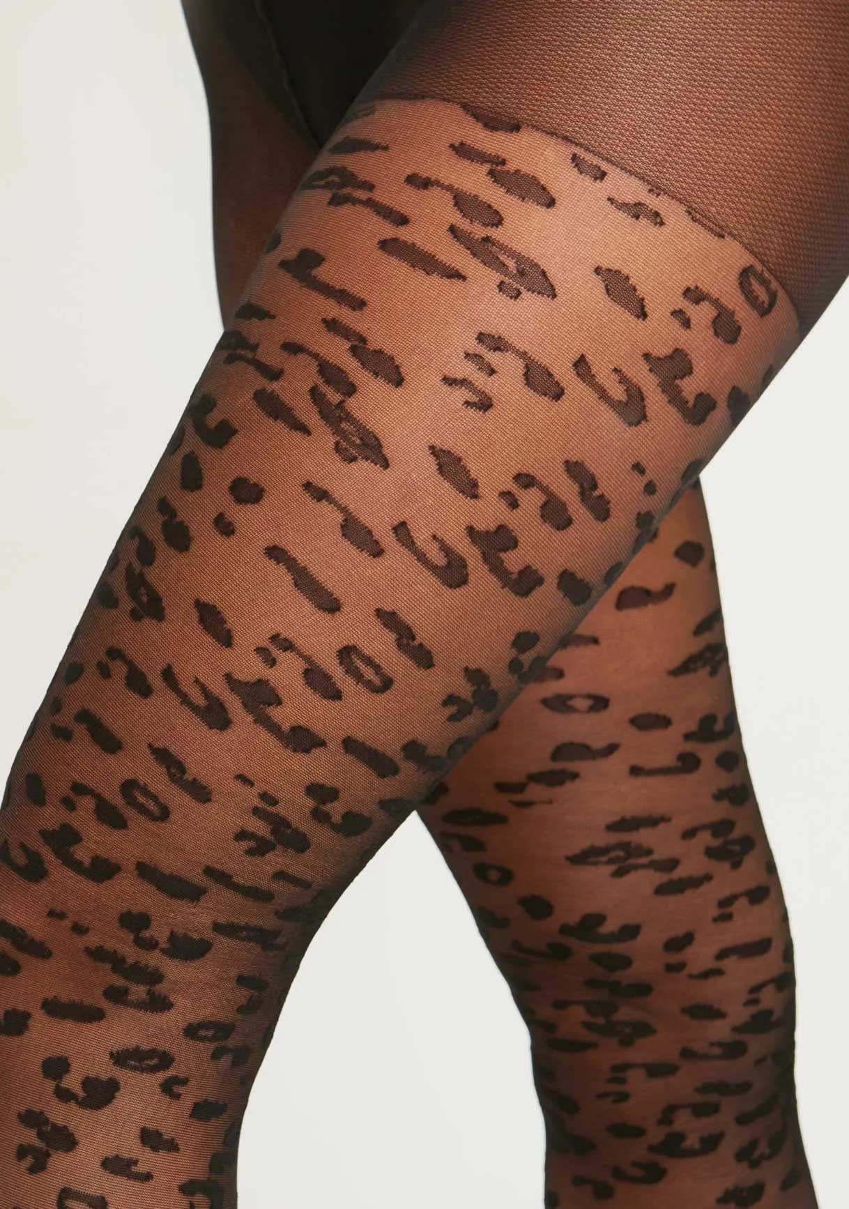 Mila Black Leopard Print Tights