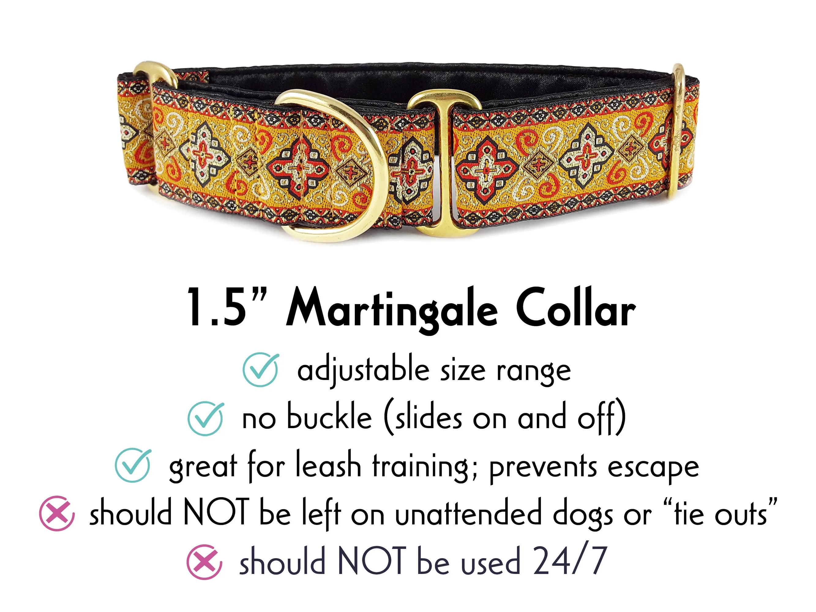 Nobility in Orange - Martingale or Buckle Dog Collar - 1.5" Width