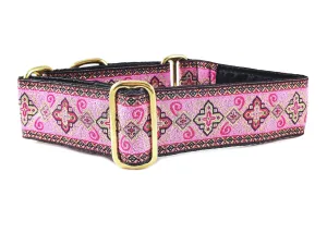Nobility in Pink - Martingale or Buckle Dog Collar - 1.5" Width
