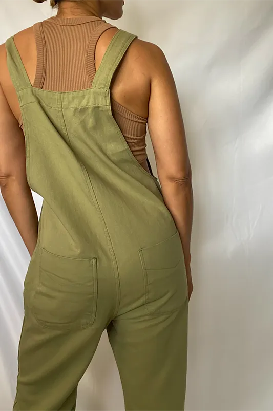 Olive denim overall