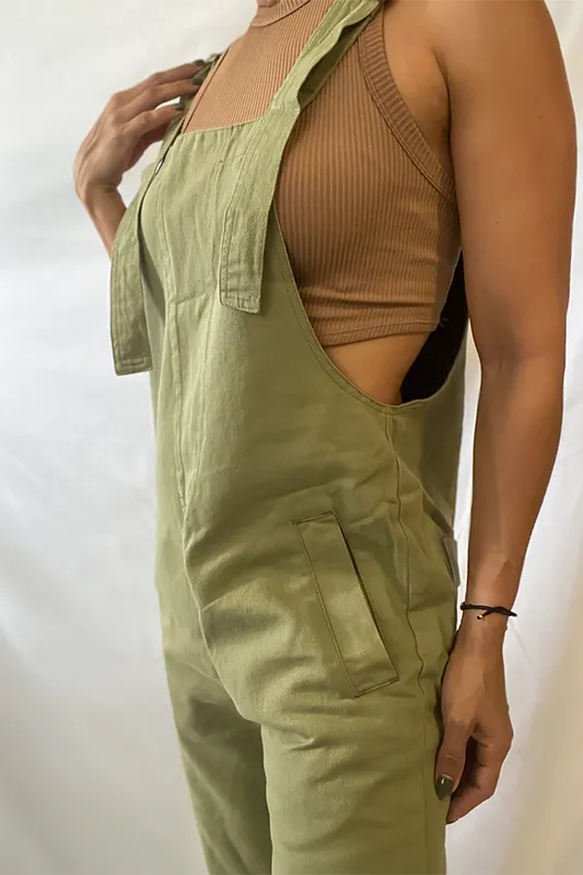 Olive denim overall