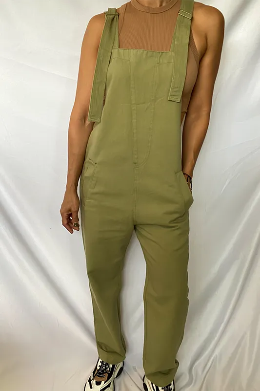 Olive denim overall