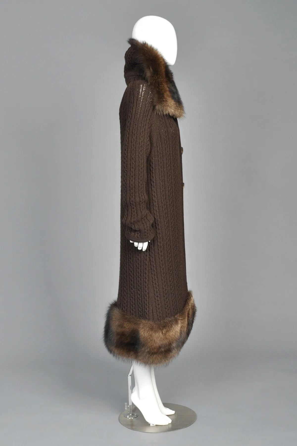 Oscar de la Renta Cashmere   Fisher Fur Sweater Coat
