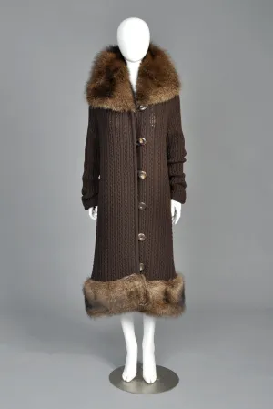 Oscar de la Renta Cashmere   Fisher Fur Sweater Coat