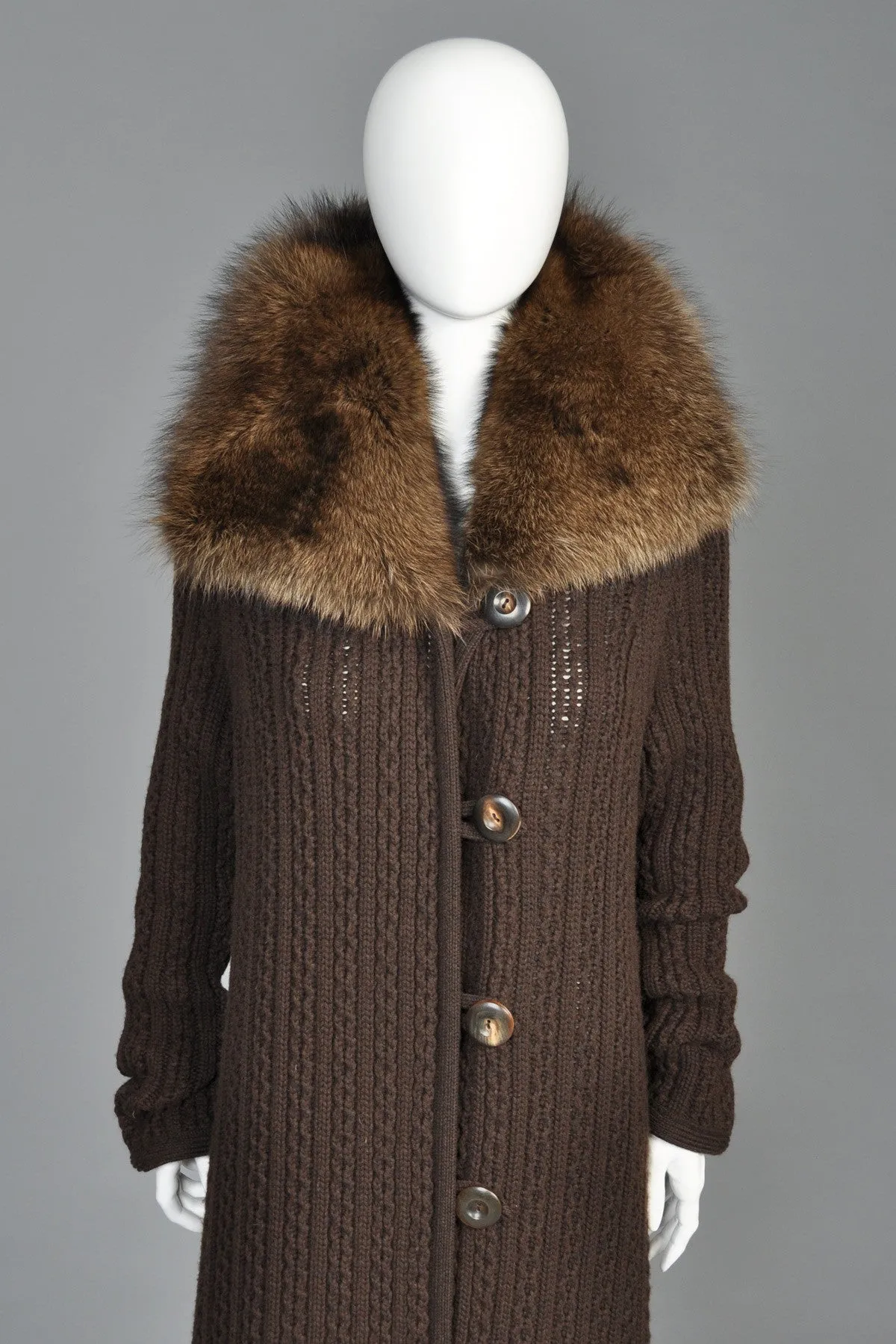 Oscar de la Renta Cashmere   Fisher Fur Sweater Coat