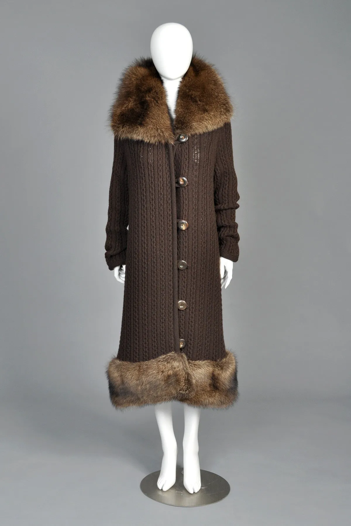 Oscar de la Renta Cashmere   Fisher Fur Sweater Coat