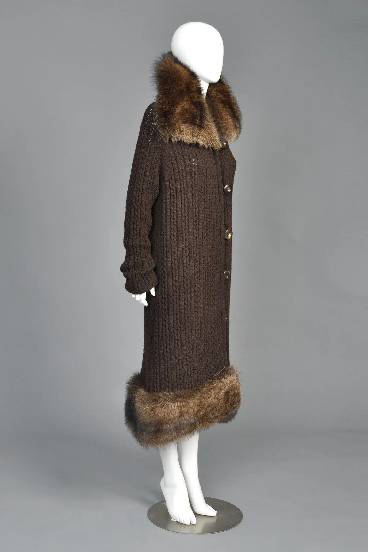 Oscar de la Renta Cashmere   Fisher Fur Sweater Coat