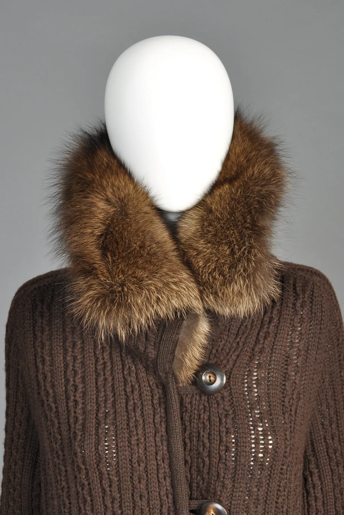 Oscar de la Renta Cashmere   Fisher Fur Sweater Coat