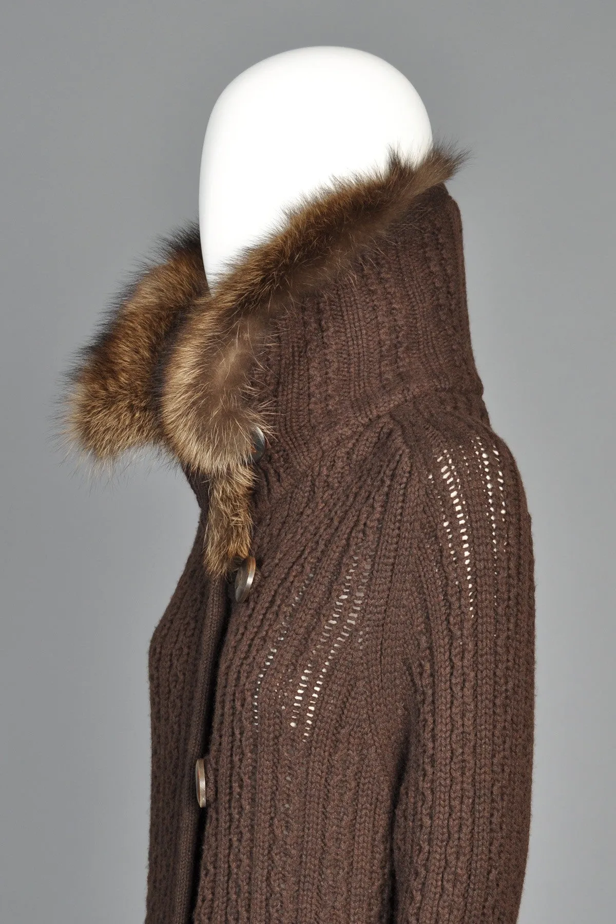Oscar de la Renta Cashmere   Fisher Fur Sweater Coat