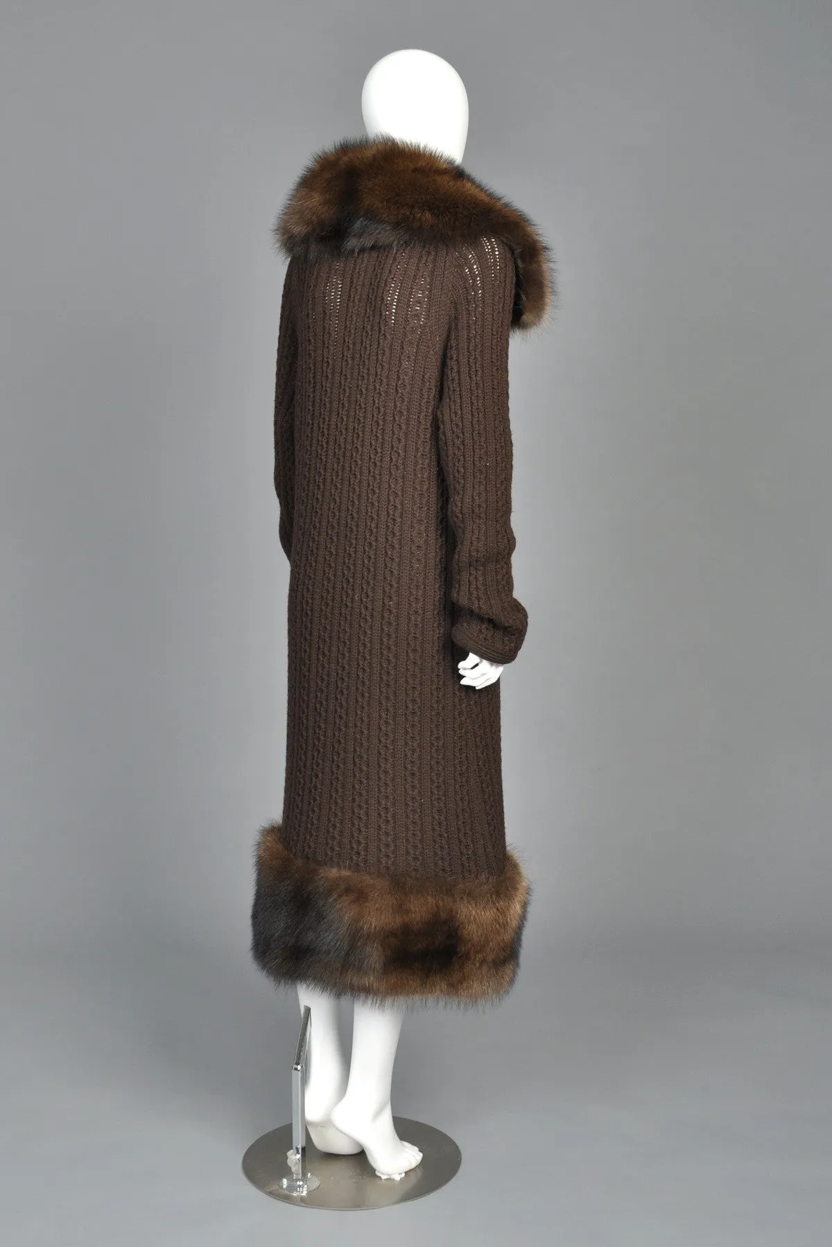 Oscar de la Renta Cashmere   Fisher Fur Sweater Coat